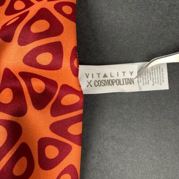 Vitality x Cosmopolitan High-Waist Leggings – Orange & Maroon Print Size L - Picture 3 of 3